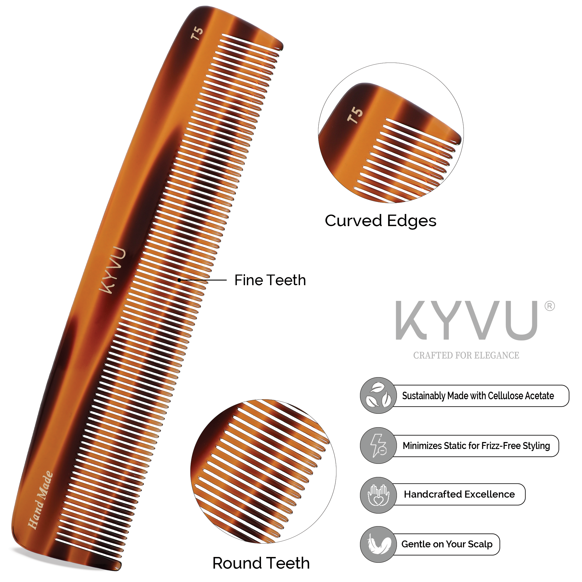 Handgefertigter, extragroßer Friseurkamm (T5), 22,3 cm