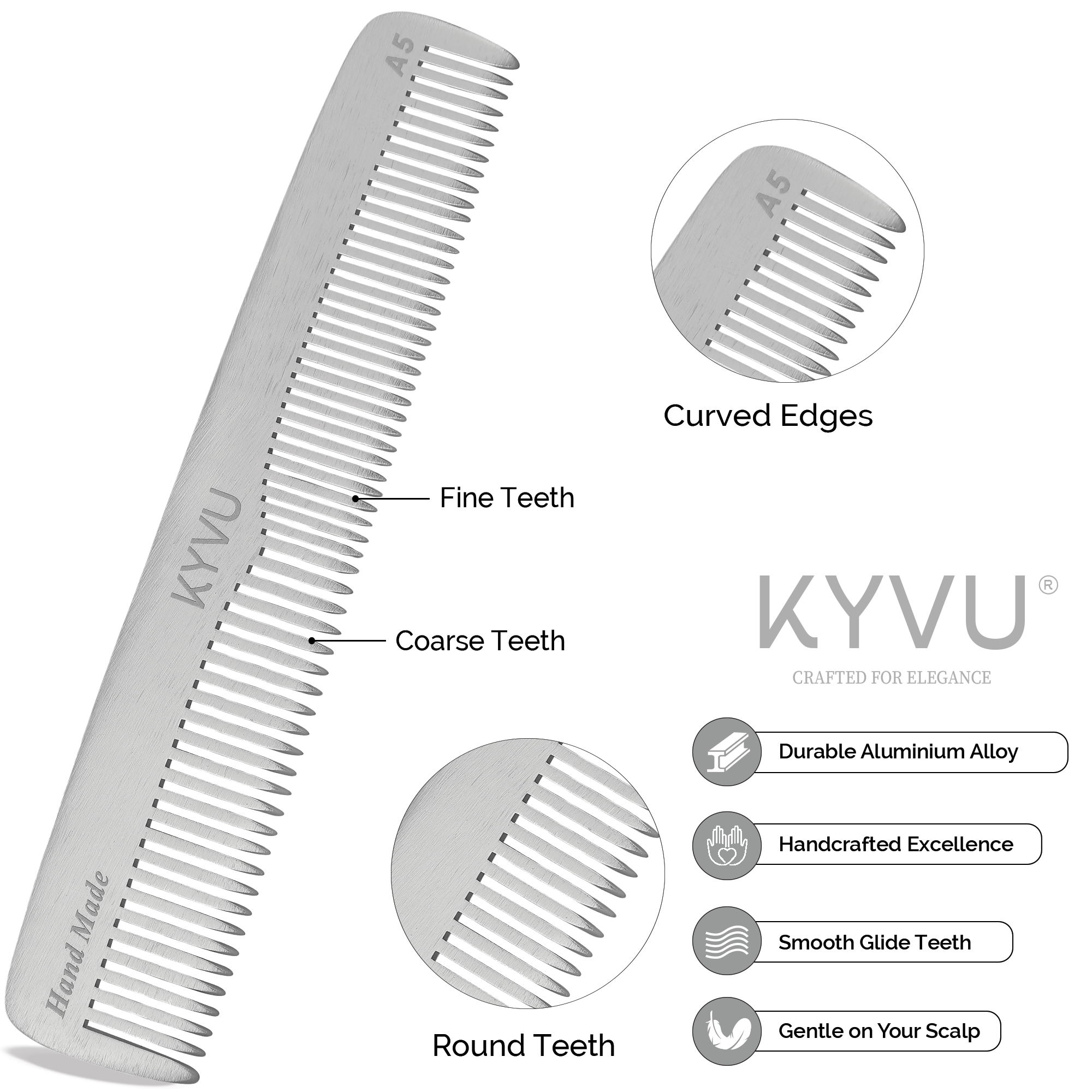Classic Aluminium Dual-Tooth Comb – Hairdressing Comb (A5)