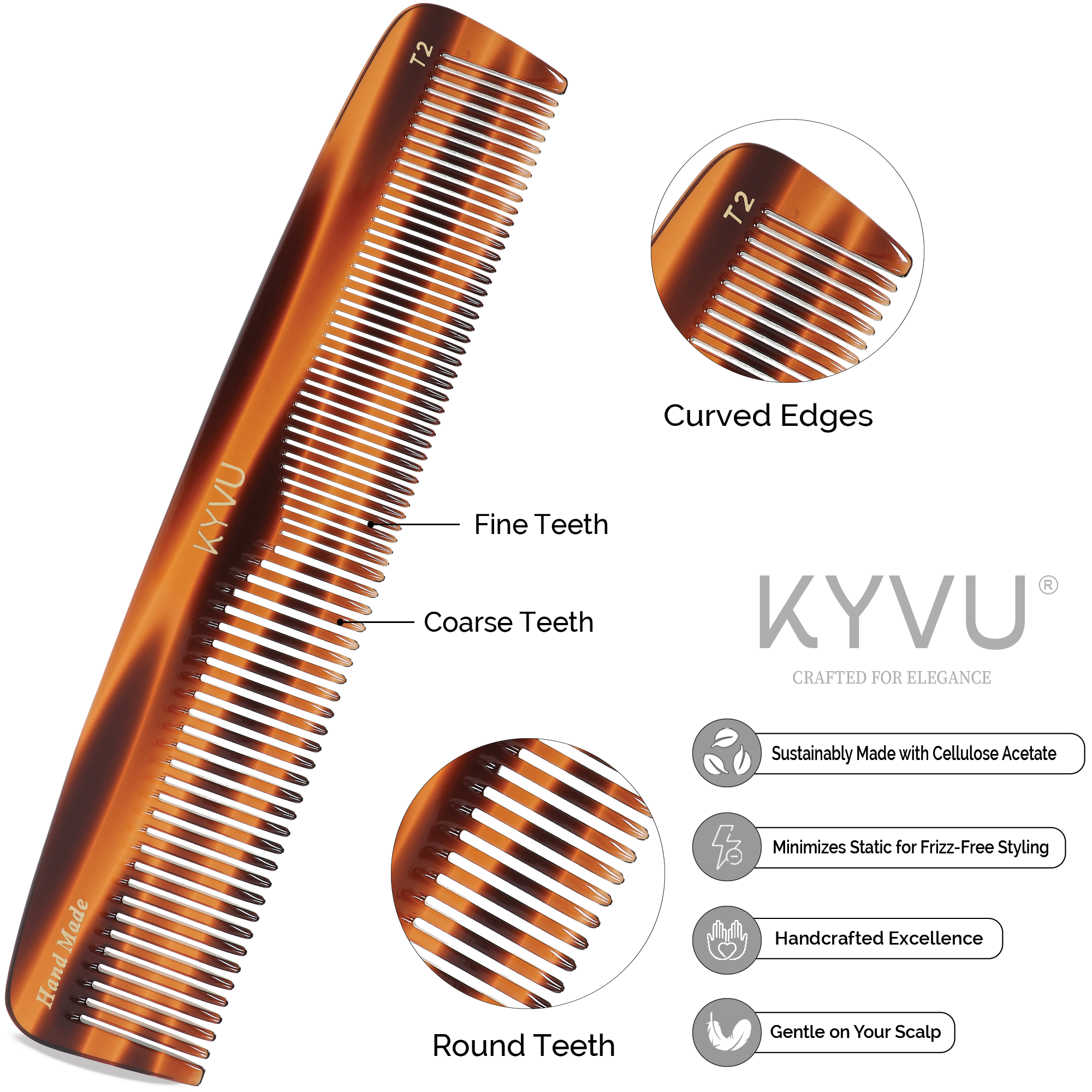 Handmade 22.3 cm Extra-Large Hairdressing Comb (T2)