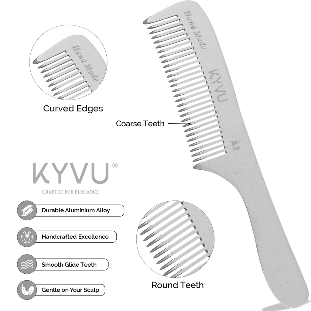 Large Aluminium Coarse-Tooth Comb – Styling Comb with Handle (A3)