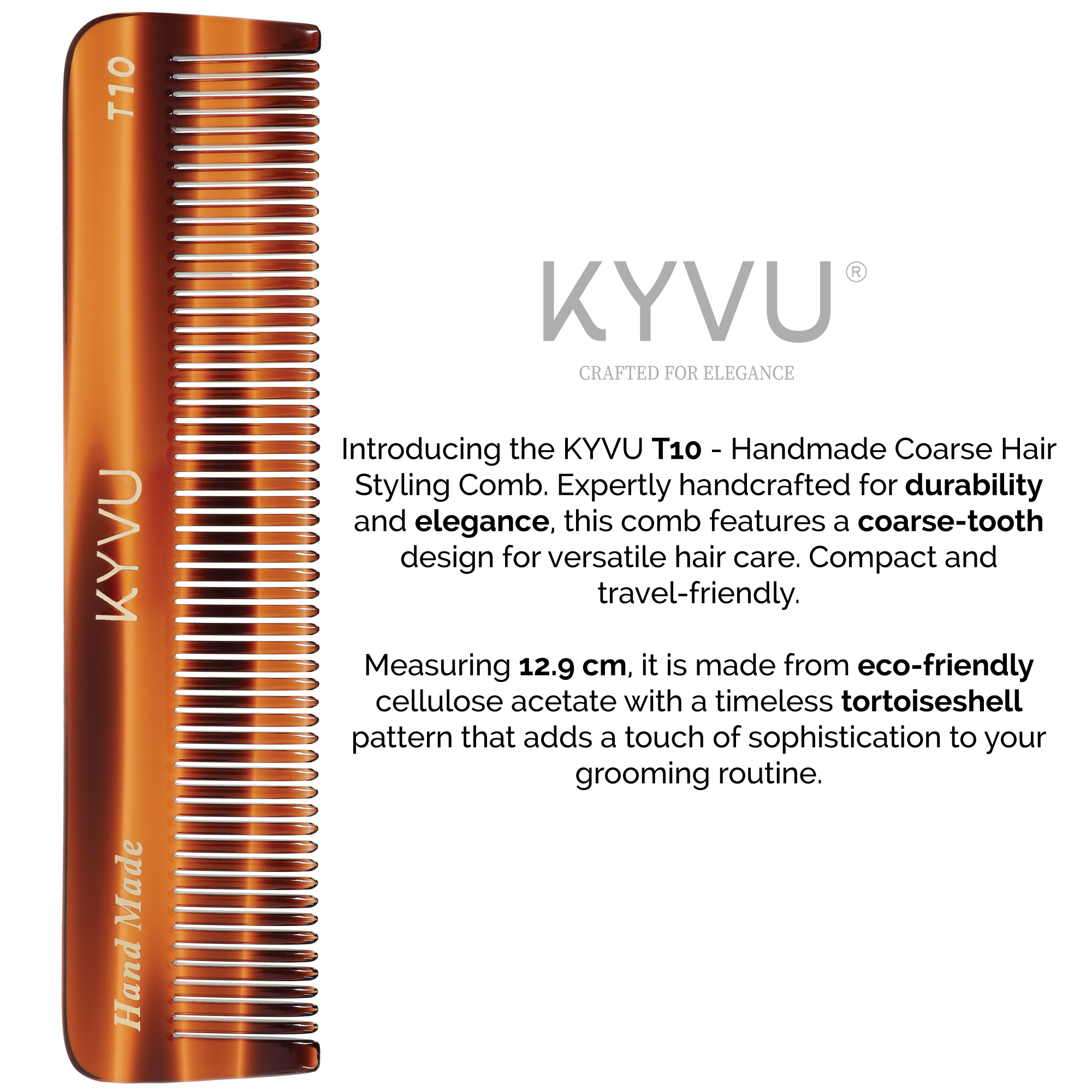 Handmade 12.9 cm Coarse Hair Styling Comb (T10)