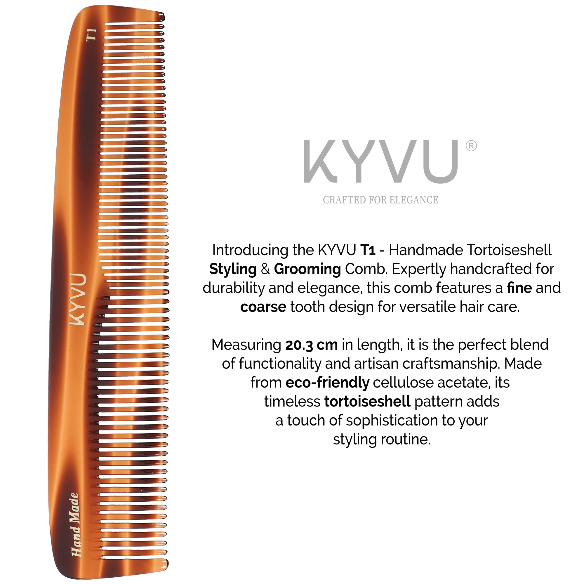 Handmade 20.3 cm Styling & Grooming Comb (T1)