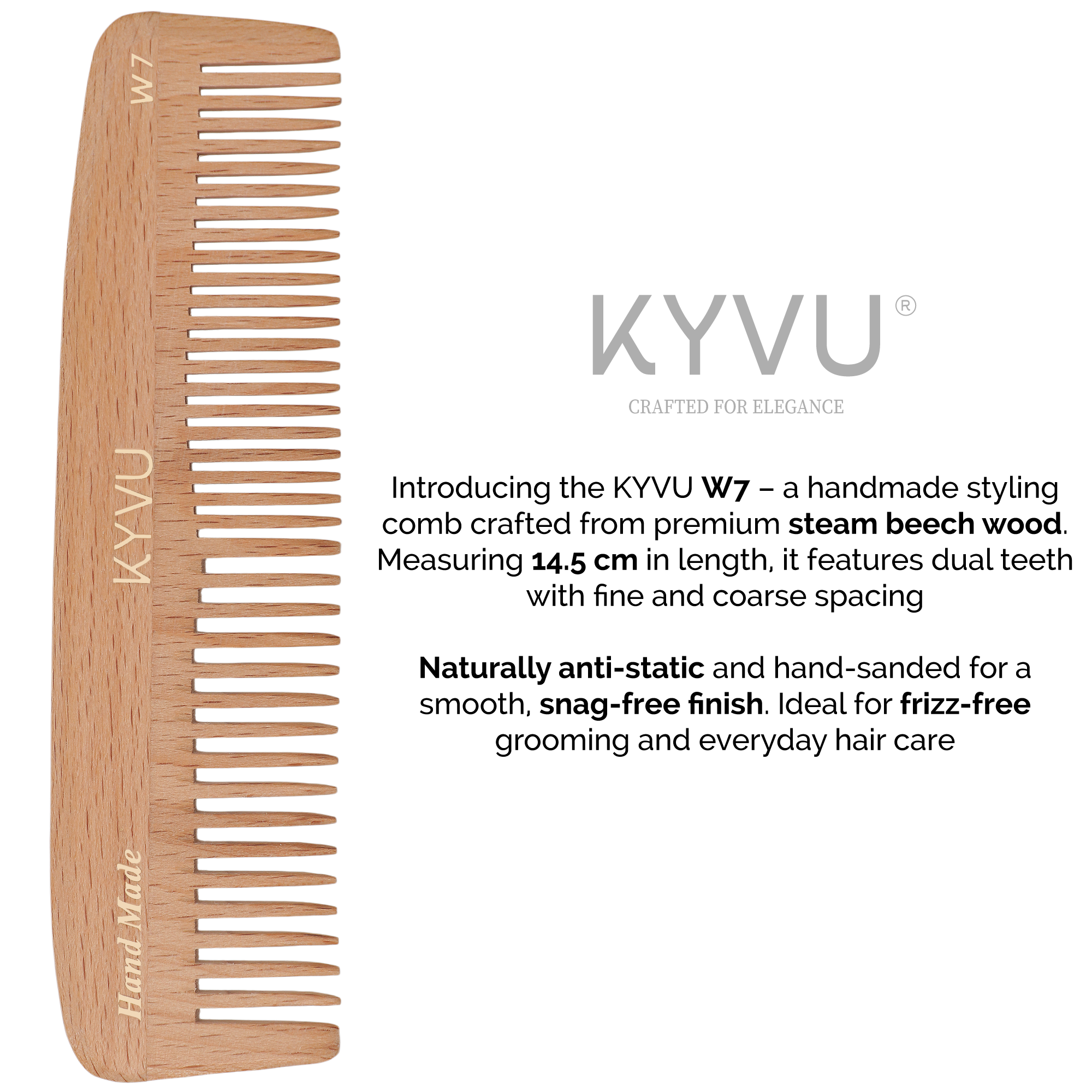 Classic Wooden Dual-Tooth Comb – Hairdressing Comb (W7)