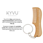 Handmade 7.5 cm Beechwood Moustache & Beard Comb with Key Ring (W25)