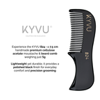 Handmade 7.5 cm Premium Cellulose Acetate (Black) Moustache & Beard Comb for Men (B24)