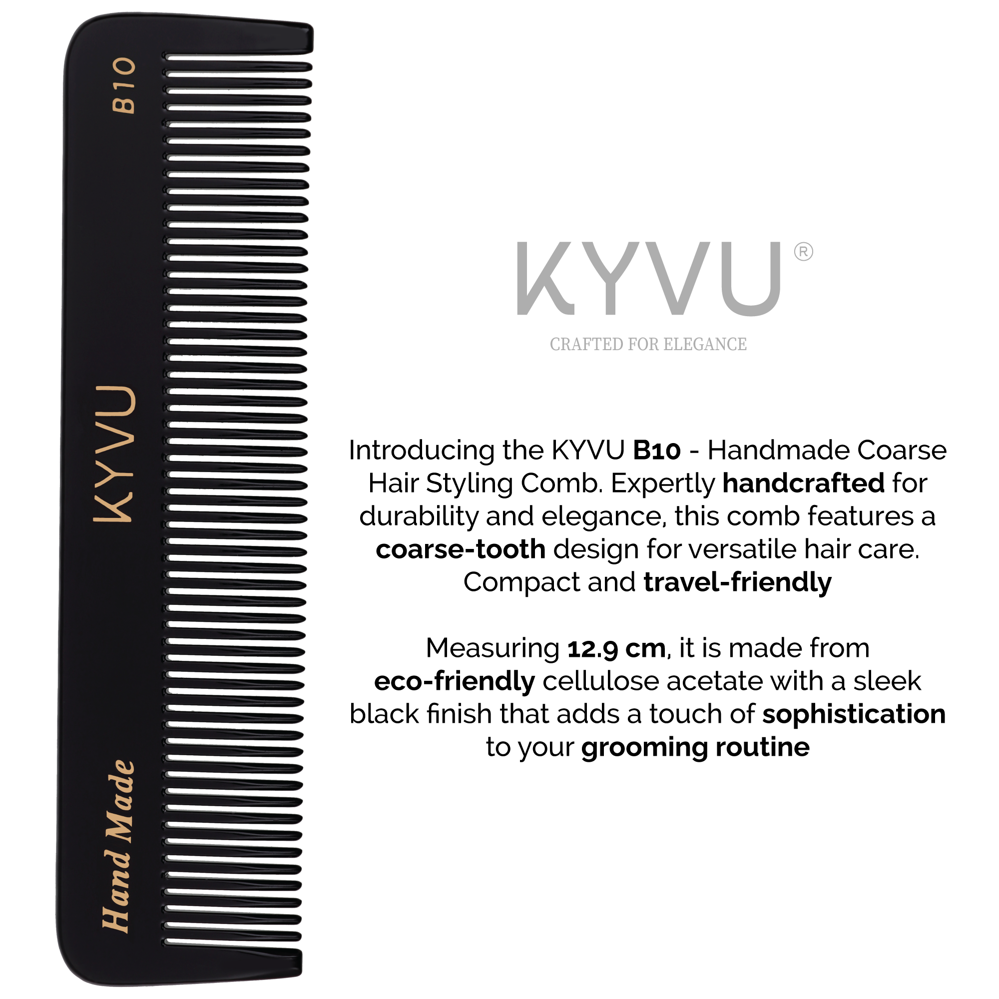 Handmade 12.9 cm Coarse Hair Styling Comb (B10)