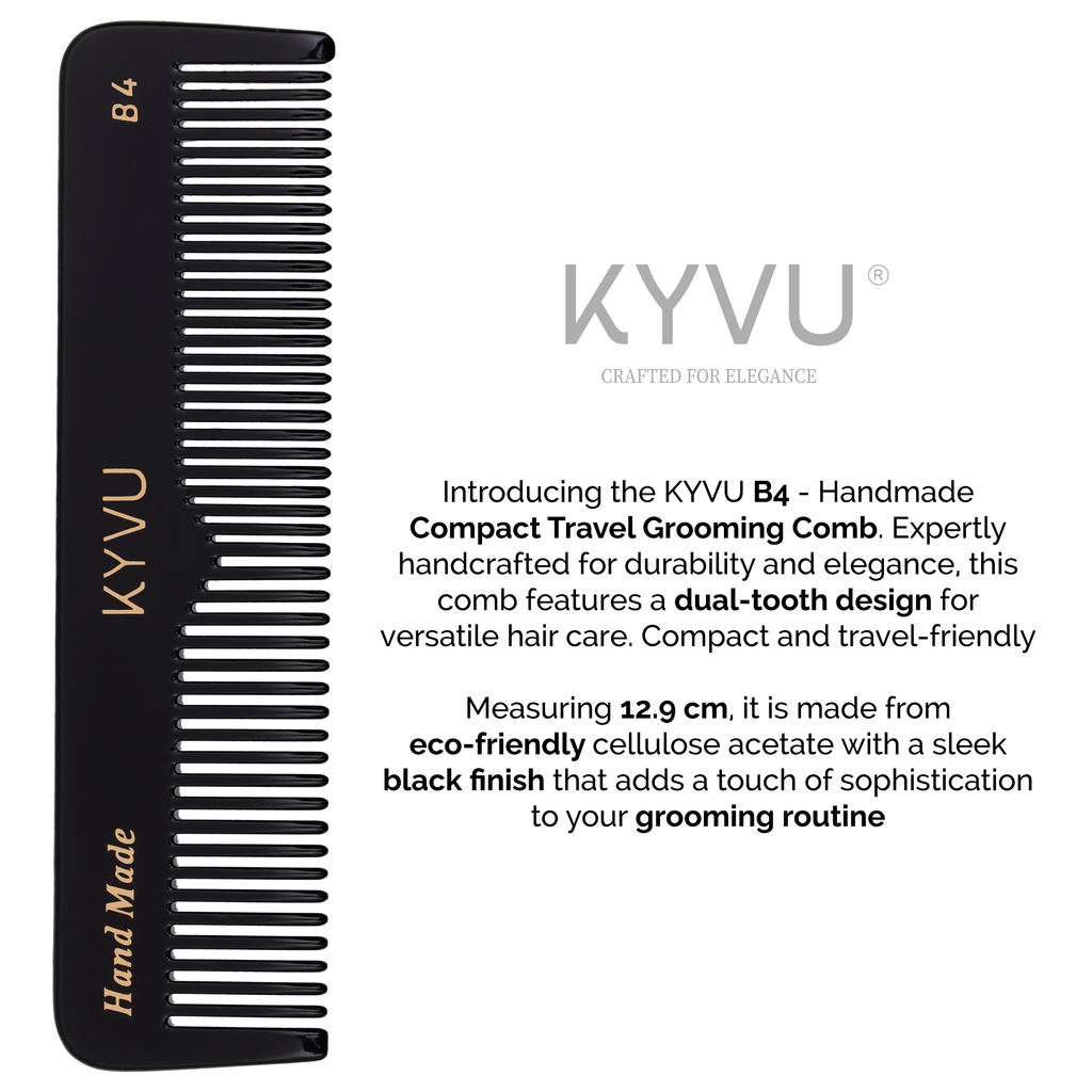 Peigne de voyage compact fait main de 12,9 cm (T4)