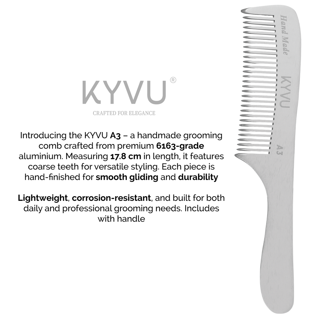 Large Aluminium Coarse-Tooth Comb – Styling Comb with Handle (A3)