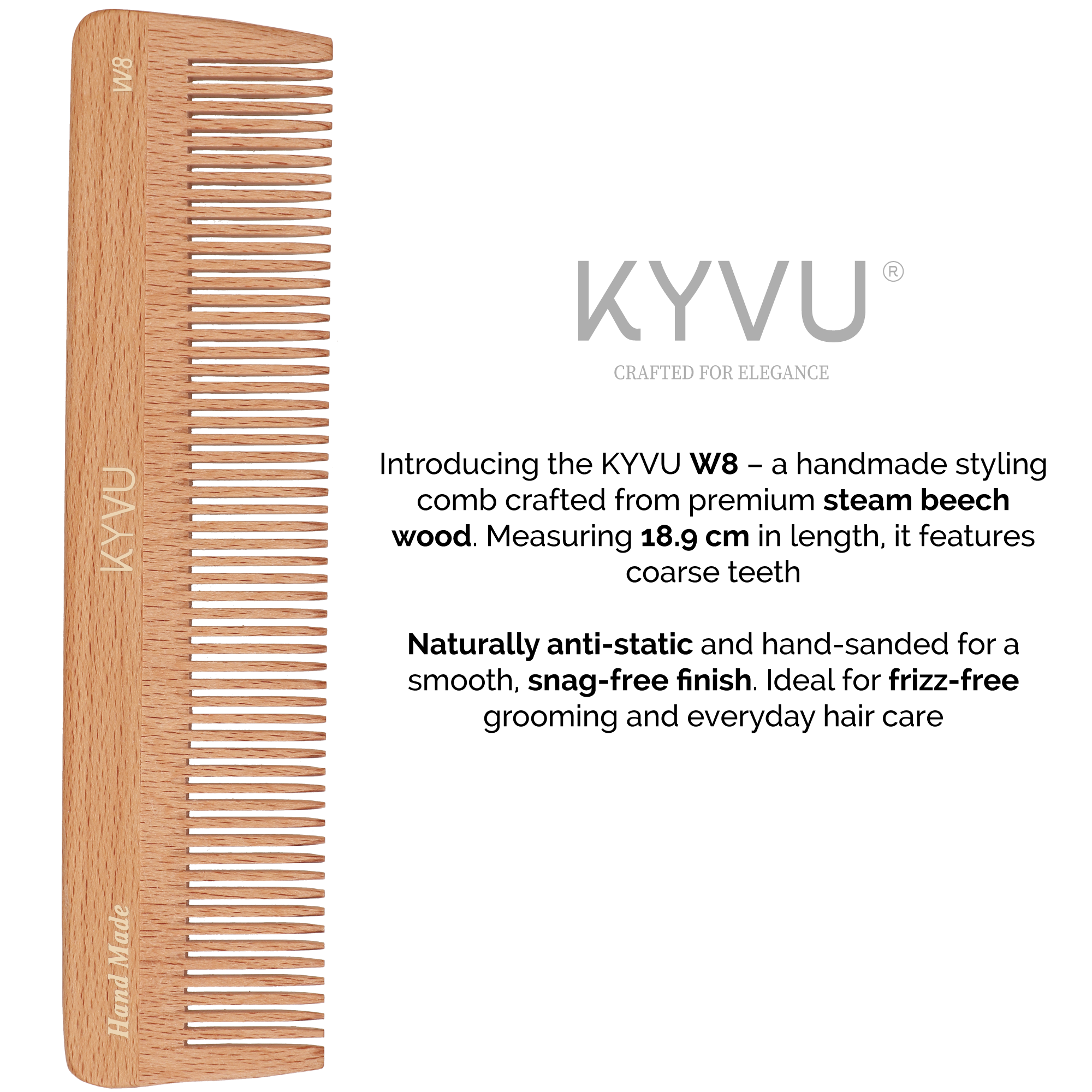 Large Wooden Coarse-Tooth Comb – Hairdressing Comb (W8)