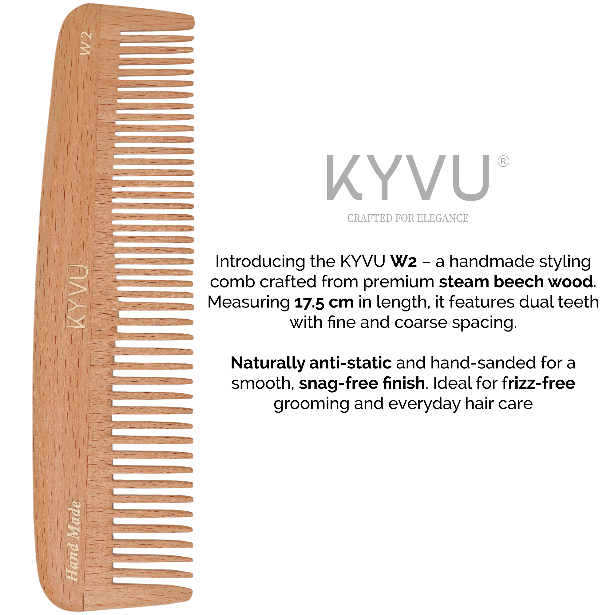 Large Wooden Dual-Tooth Comb – Hairdressing Comb (W2)