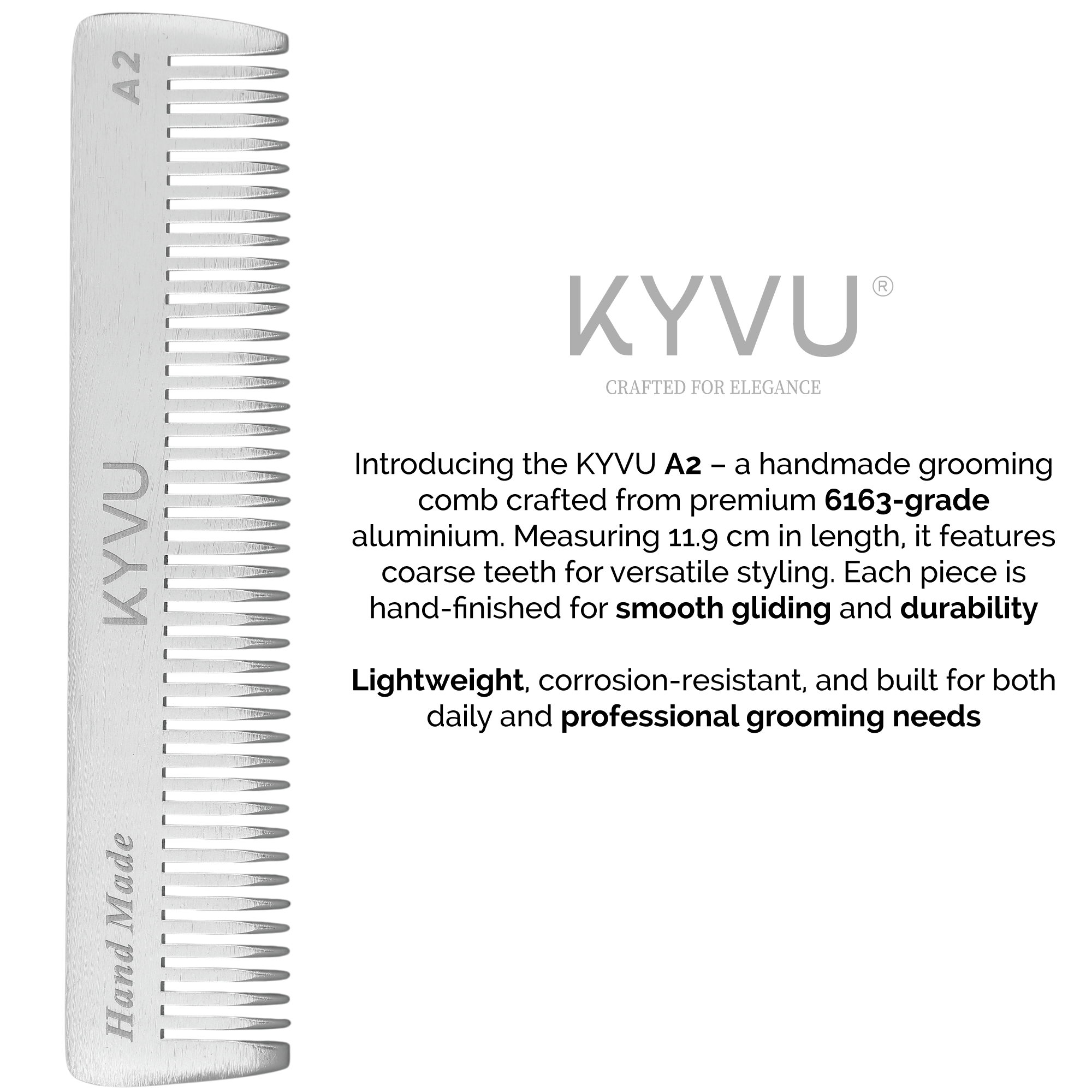 Compact Aluminium Coarse-Tooth Comb – Hairdressing Comb (A2)
