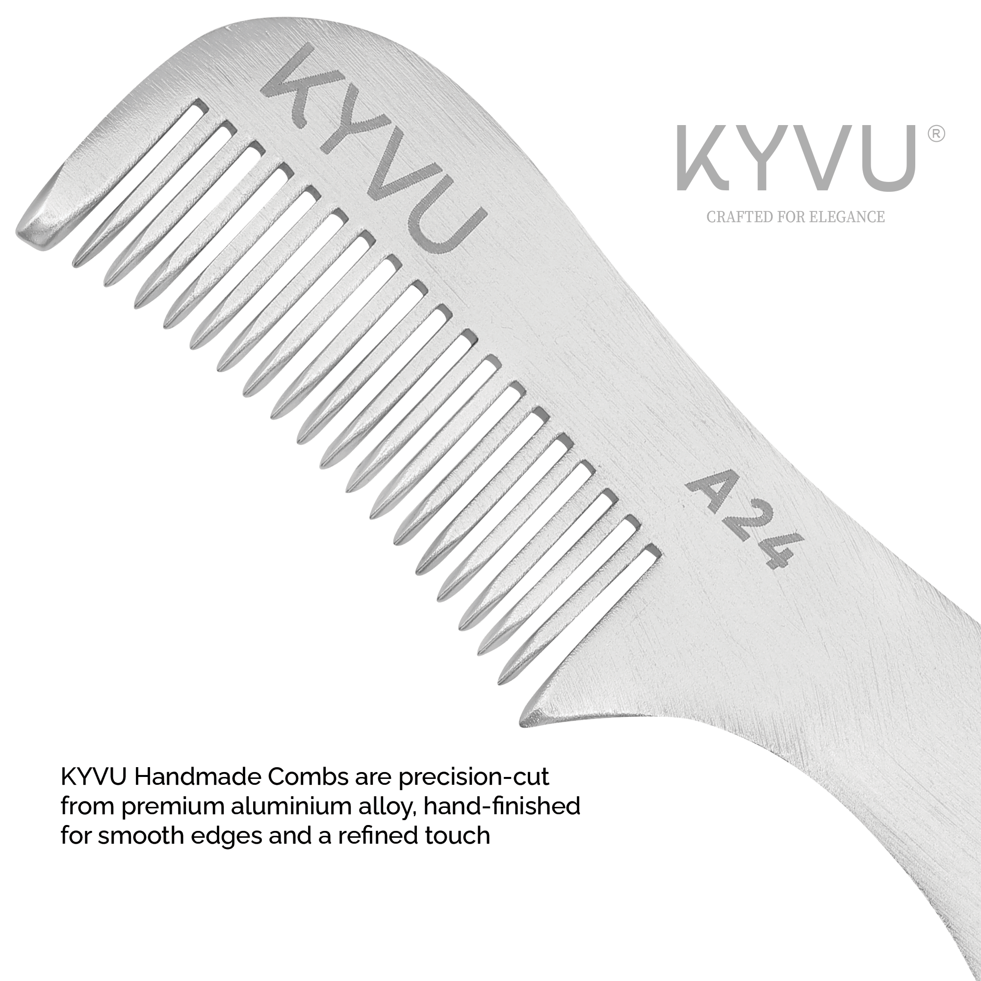 Handgefertigter 7,5 cm Aluminium (6163 Güte) Schnurrbart- und Bartkamm für Männer (A24)