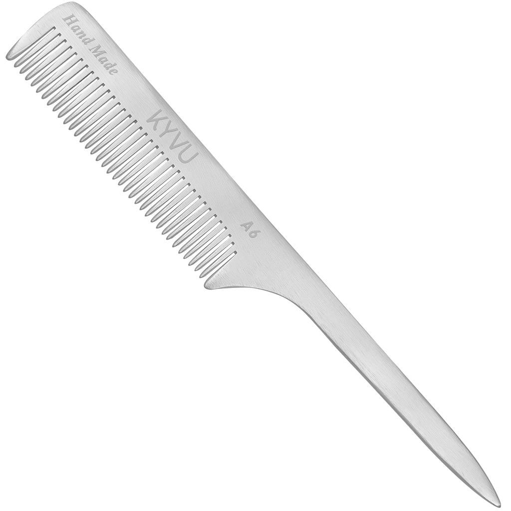 Peigne extra-large en aluminium à dents fines – Peigne de coiffure avec poignée (A6)