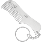 Peigne à moustache et à barbe fait main en aluminium de 7,5 cm (qualité 6163) avec porte-clés (A25)