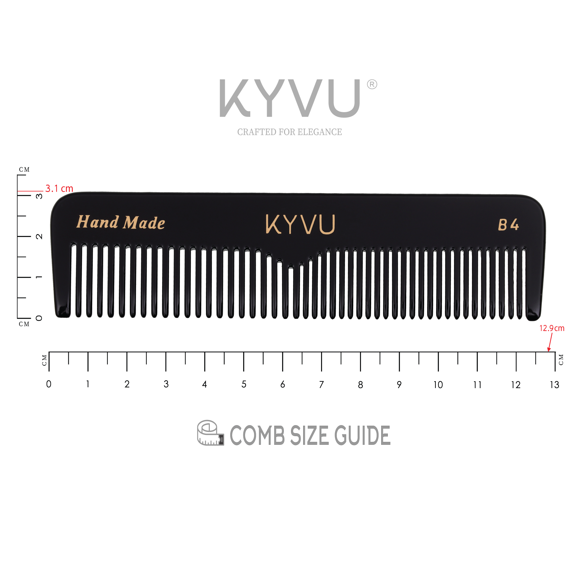 Handgefertigter 12,9 cm kompakter Reisekamm (T4)