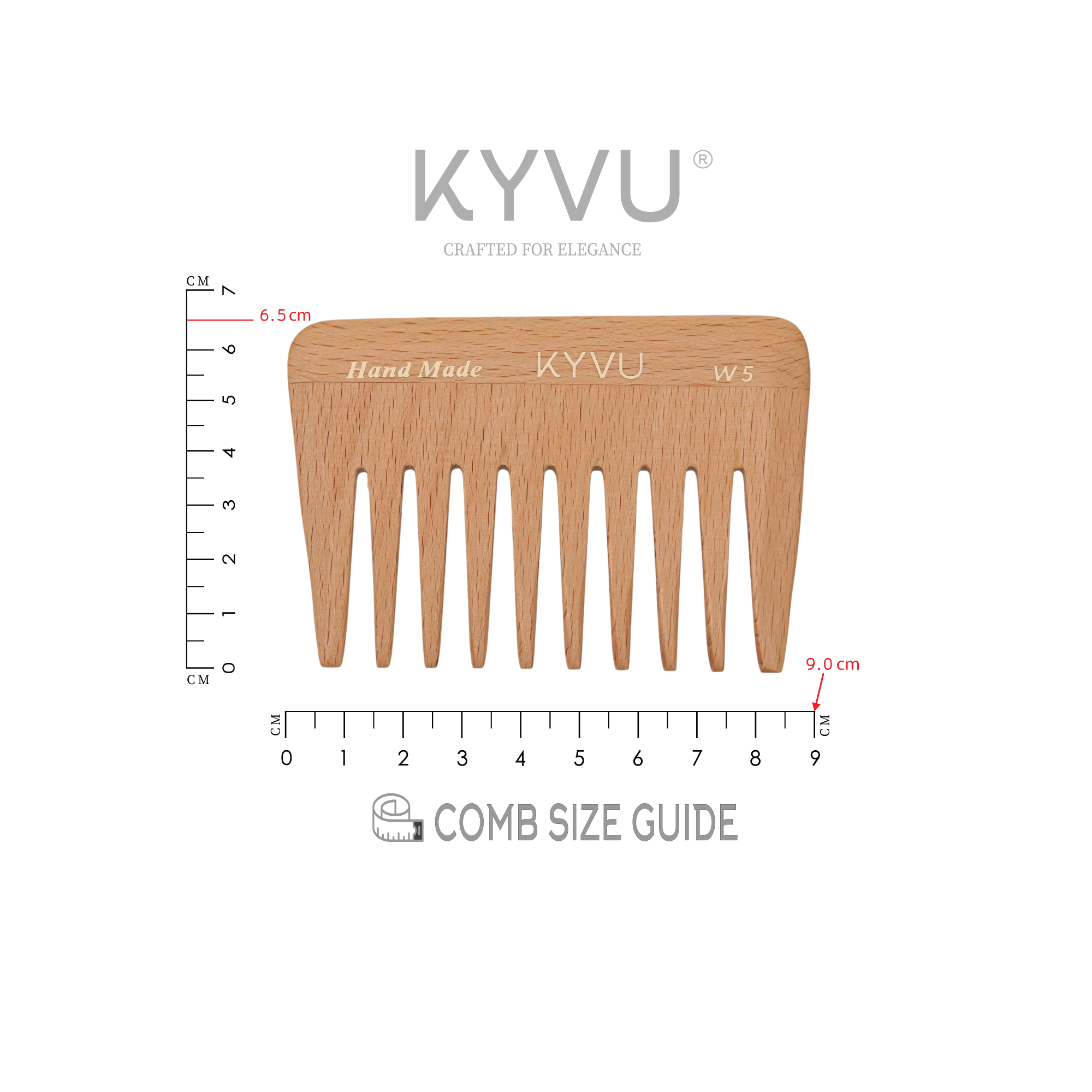 Compact Wooden Hair Comb – Wide Styling Comb (W5)