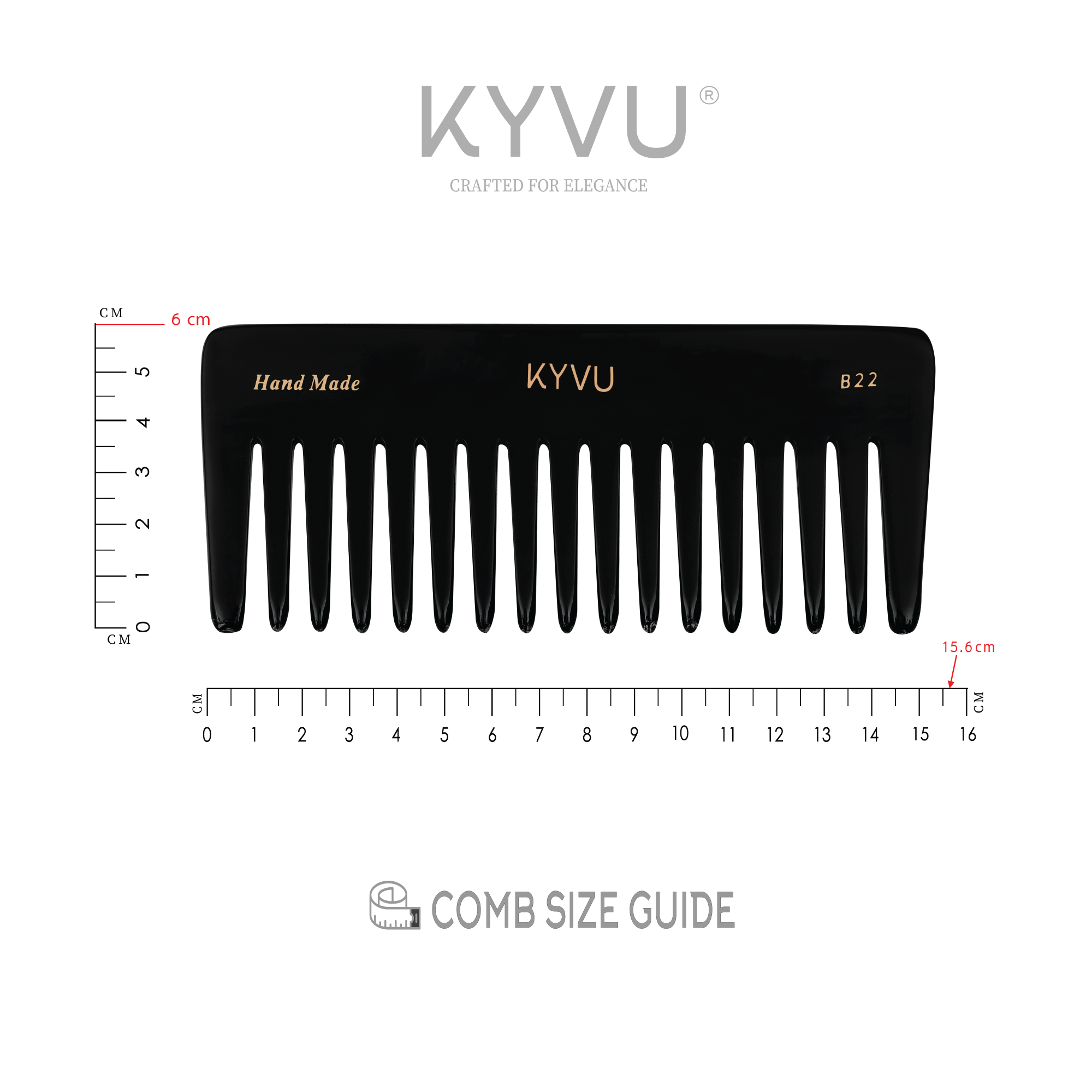 Handmade 15.6 cm Wide-Tooth Detangling Comb (B22)