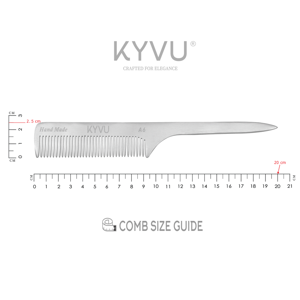 Peigne extra-large en aluminium à dents fines – Peigne de coiffure avec poignée (A6)