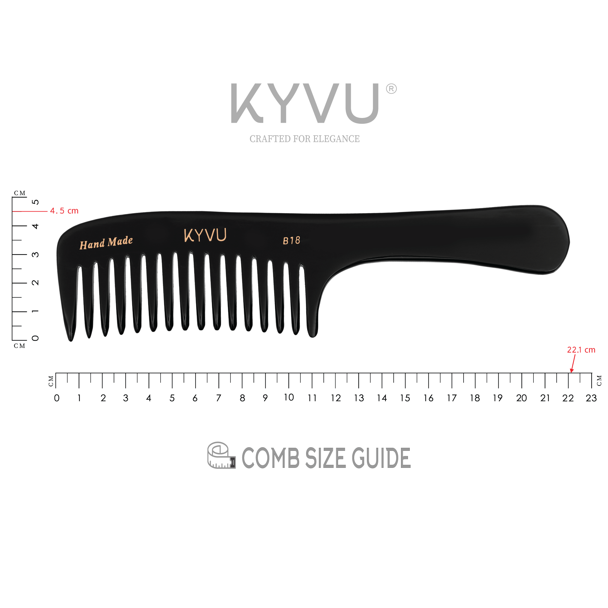 Handmade 22.1 cm Gentle Glide Wide Comb (B18)
