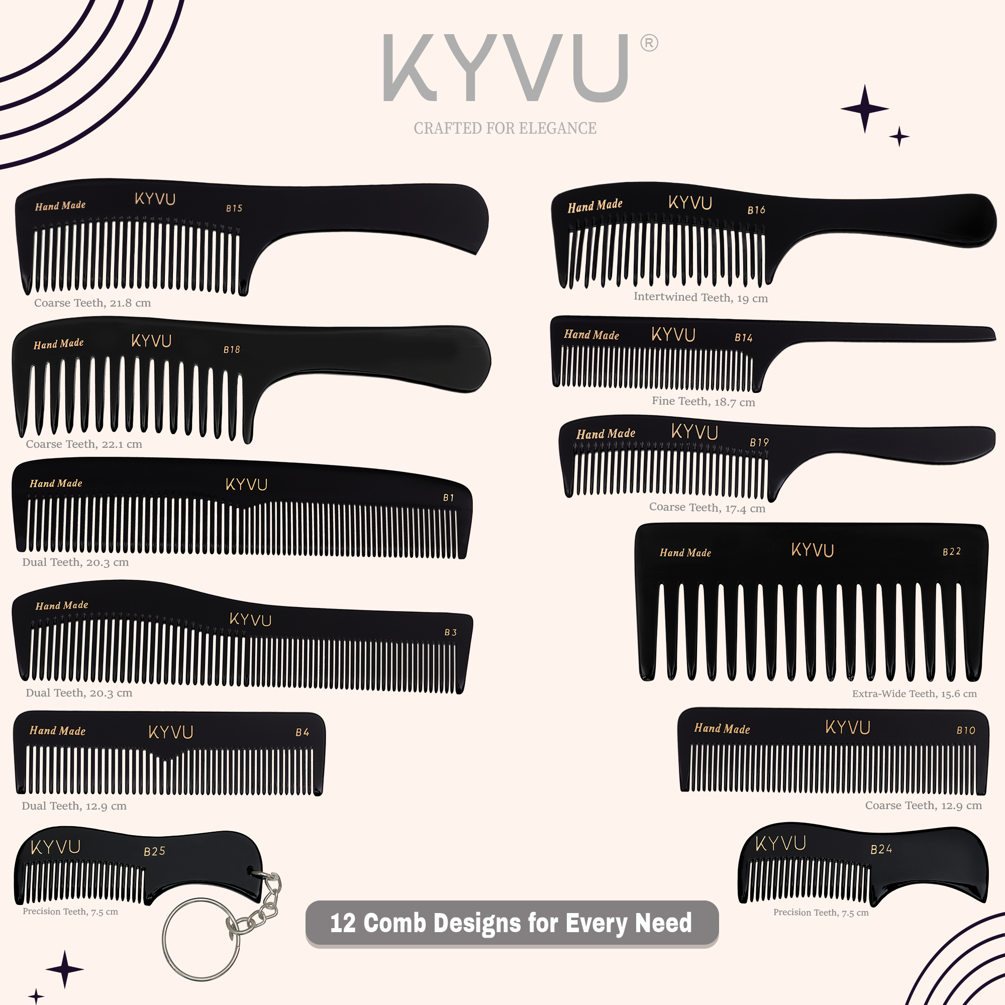 Handmade 19.0 cm Intertwined Styling Comb (B16)
