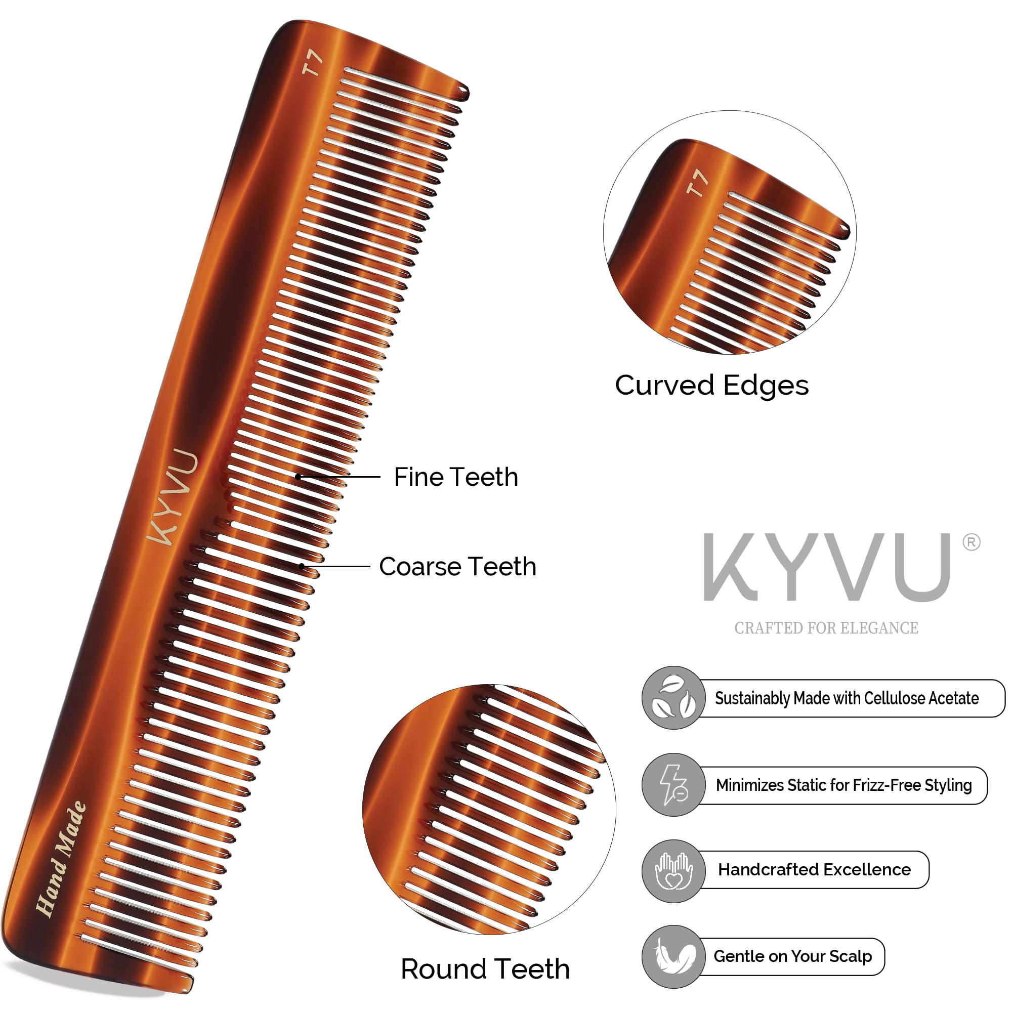 Handmade 18.7 cm Premium Styling Comb (T7)